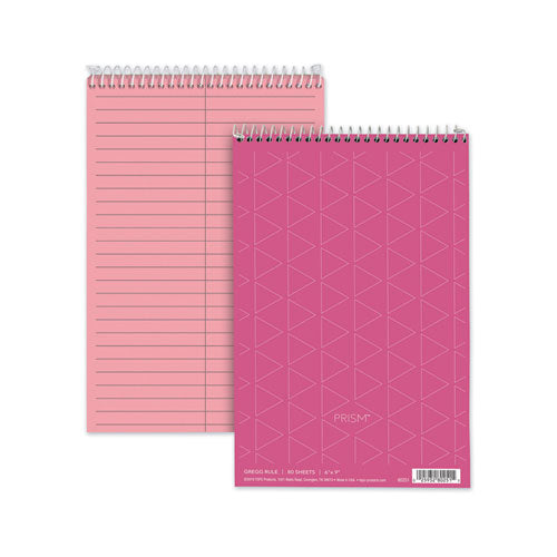 TOPS Prism Steno Books, Gregg Rule, 6 X 9, Pink, 80 Sheets, 4-pack